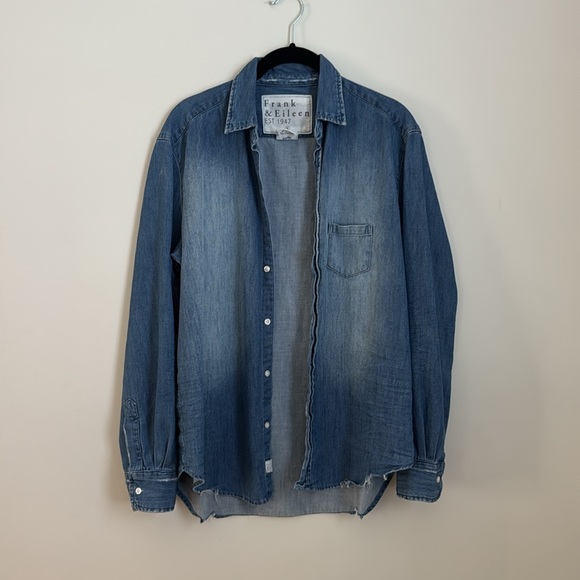 Frank and Eileen Distressed Famous Denim Button Down - Picture 7 of 9